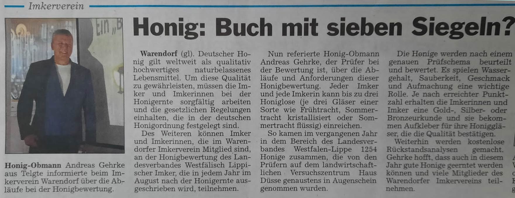 Vortrag Honigbewertung